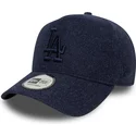 los-angeles-dodgers-mlb-9forty-e-frame-melton-snapback-kappe-mit-gebogenem-schirm-und-marineblauem-logo-von-new-era-in-marinebla