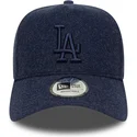dunkelblaue-gebogene-snapback-kappe-mit-dunkelblauem-logo-9forty-e-frame-melton-der-los-angeles-dodgers-mlb-von-new-era