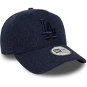 los-angeles-dodgers-mlb-9forty-e-frame-melton-snapback-kappe-mit-gebogenem-schirm-und-marineblauem-logo-von-new-era-in-marinebla