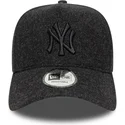 new-era-new-york-yankees-mlb-9forty-e-frame-melton-schwarze-snapback-kappe-mit-gebogenem-schirm-und-schwarzem-logo