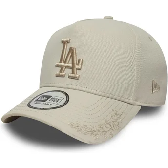 Beżowa czapka z daszkiem typu snapback z beżowym logo 9FORTY E Frame Tonal Icon Los Angeles Dodgers MLB marki New Era