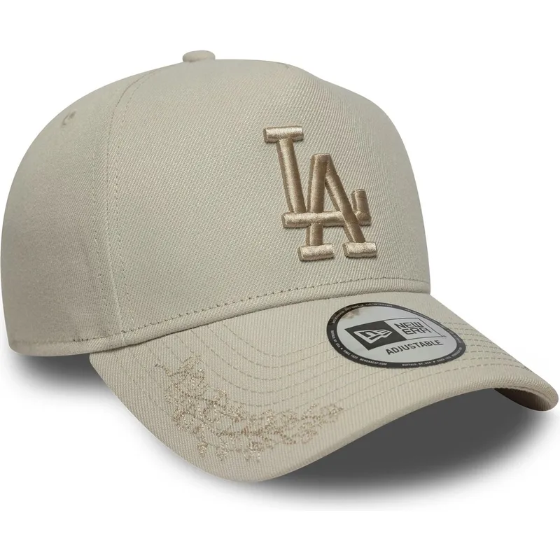 gorra-curva-beige-snapback-con-logo-beige-9forty-e-frame-tonal-icon-de-los-angeles-dodgers-mlb-de-new-era