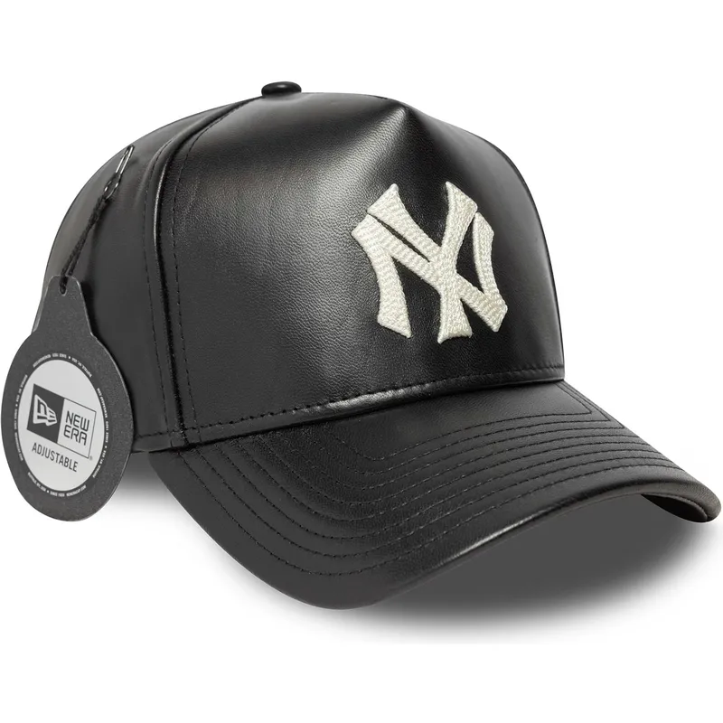 czarna-zakrzywiona-czapka-regulowana-9forty-e-frame-img-leather-new-york-yankees-mlb-od-new-era