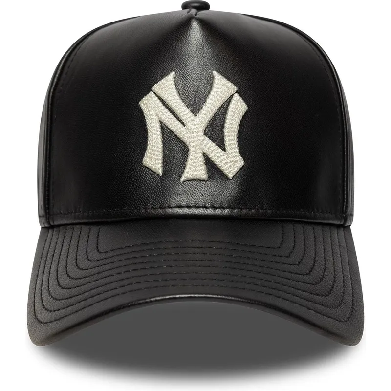 justerbar-svart-bojd-keps-9forty-e-frame-img-leather-new-york-yankees-mlb-fran-new-era