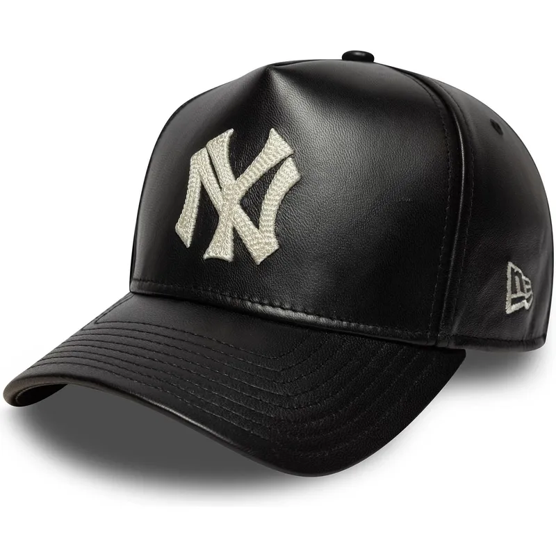 czarna-zakrzywiona-czapka-regulowana-9forty-e-frame-img-leather-new-york-yankees-mlb-od-new-era