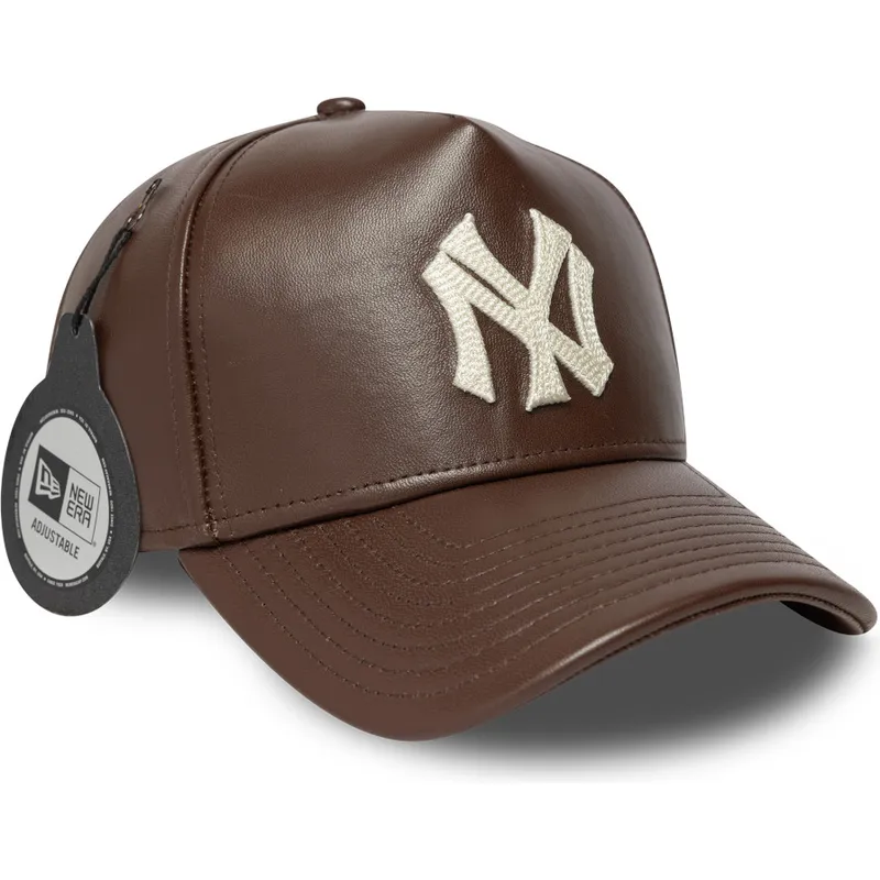 justerbar-brun-bojd-keps-9forty-e-frame-img-leather-new-york-yankees-mlb-fran-new-era