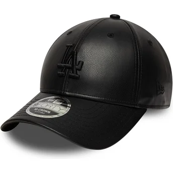 Cappellino curvo nero snapback con logo nero 9FORTY M-Crown PU dei Los Angeles Dodgers MLB di New Era