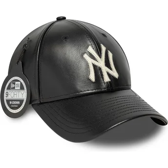 Sort justerbar kurvet kasket 9FORTY M-Crown Img Leather fra New York Yankees MLB fra New Era