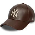 brun-justerbar-kurvet-kasket-9forty-m-crown-img-leather-fra-new-york-yankees-mlb-fra-new-era