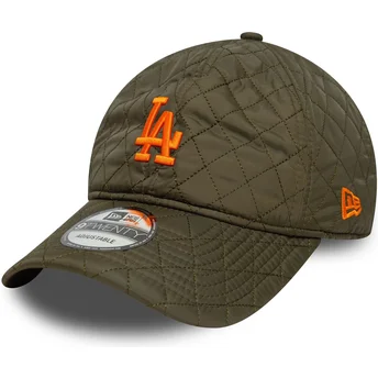 Cappellino verde con visiera curva regolabile con logo arancione 9TWENTY Quilted dei Los Angeles Dodgers MLB di New Era