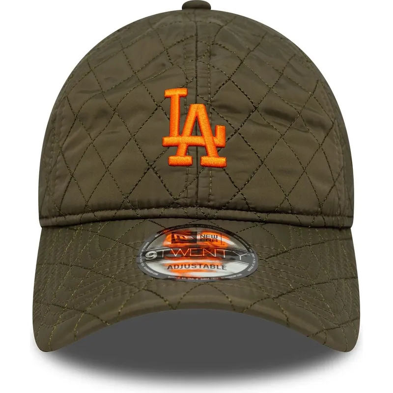 gron-justerbar-bojd-keps-med-orange-logotyp-9twenty-quilted-los-angeles-dodgers-mlb-fran-new-era