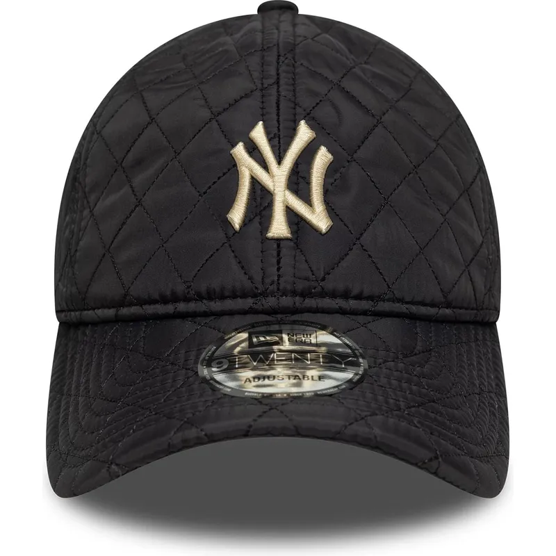 gorra-curva-negra-ajustable-con-logo-beige-9twenty-quilted-de-new-york-yankees-mlb-de-new-era