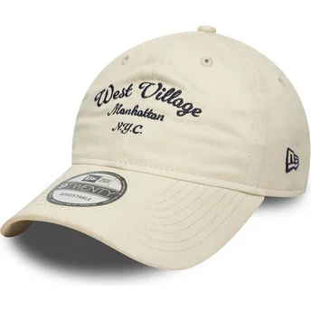 Cappellino curvo beige regolabile West Village 9TWENTY Wordmark di New Era