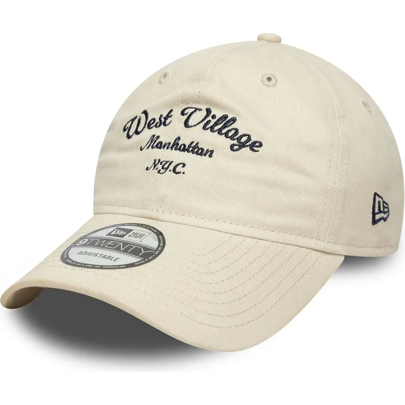 gorra-curva-beige-ajustable-west-village-9twenty-wordmark-de-new-era