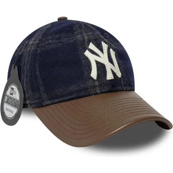 Granatowo-brązowa regulowana czapka z daszkiem 9TWENTY Img Loden Leather New York Yankees MLB New Era