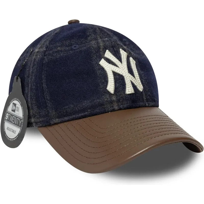 new-york-yankees-mlb-new-era-9twenty-img-loden-leather-justerbar-marinebla-og-brun-buet-kasket