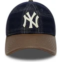 gorra-curva-azul-marino-y-marron-ajustable-9twenty-img-loden-leather-de-new-york-yankees-mlb-de-new-era