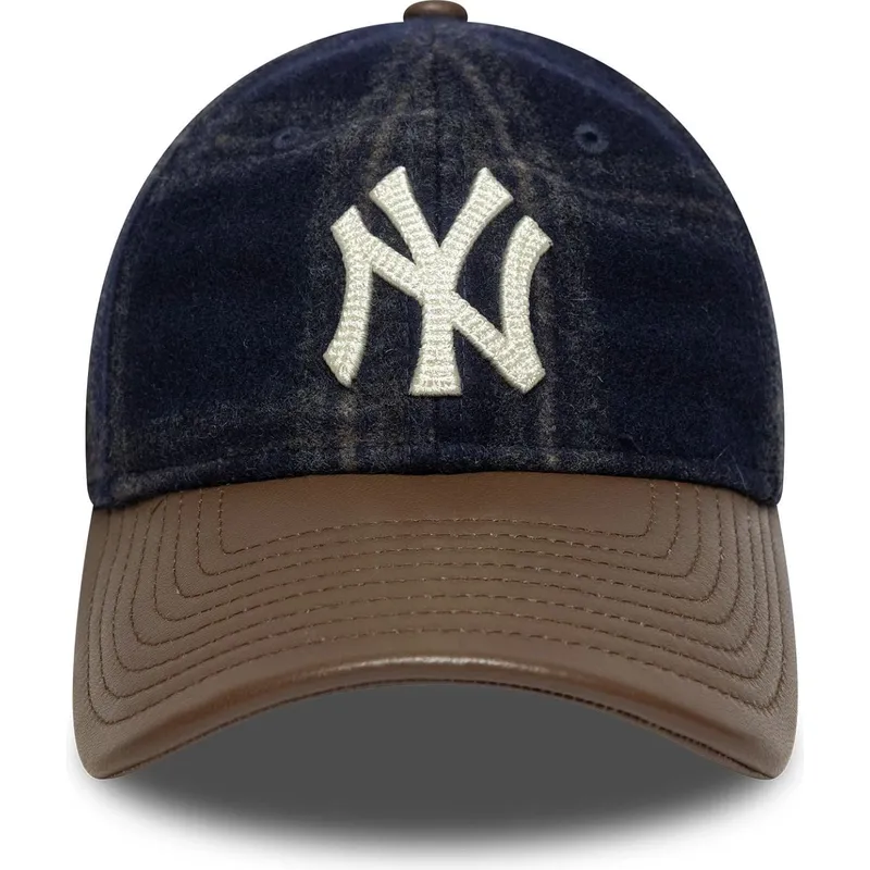 new-york-yankees-mlb-new-era-9twenty-img-loden-leather-justerbar-marinebla-og-brun-buet-kasket