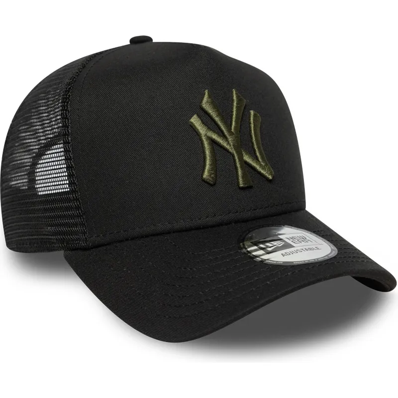 schwarze-trucker-cap-mit-grunem-logo-a-frame-league-essential-der-new-york-yankees-mlb-von-new-era
