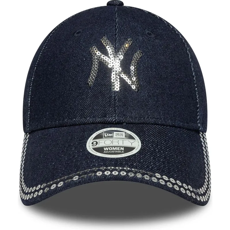 new-era-new-york-yankees-mlb-9forty-sequin-denim-justerbar-marinebla-buet-kasket-til-kvinder