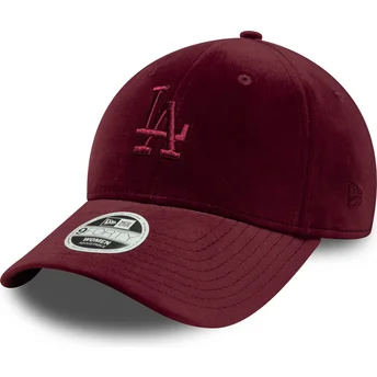 Cappellino curvo granata regolabile da donna 9FORTY Velour dei Los Angeles Dodgers MLB di New Era