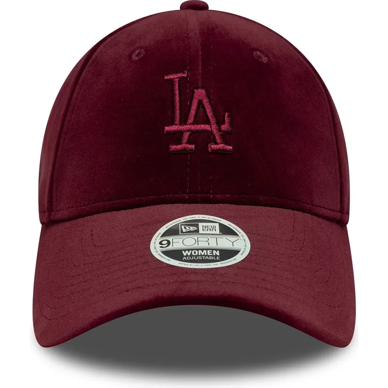 czapka-z-daszkiem-bordowa-regulowana-dla-kobiet-9forty-velour-los-angeles-dodgers-mlb-od-new-era