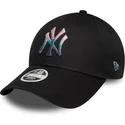 buet-sort-justerbar-kasket-til-kvinder-9forty-metallic-logo-fra-new-york-yankees-mlb-fra-new-era