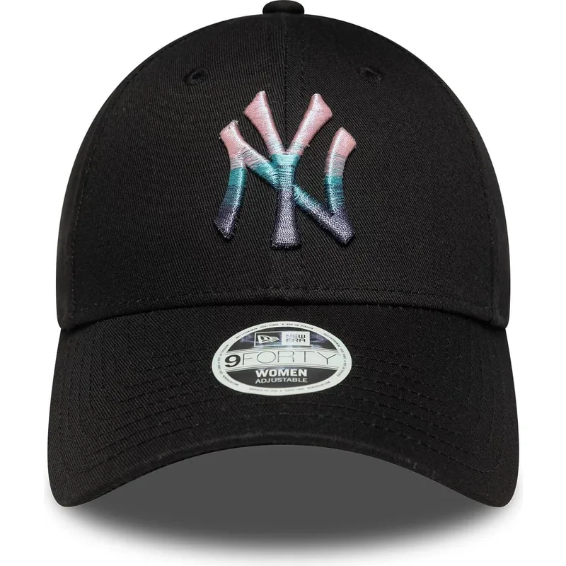 czarna-regulowana-czapka-z-zakrzywionym-daszkiem-dla-kobiet-9forty-metallic-logo-new-york-yankees-mlb-od-new-era