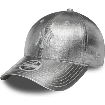 New Era New York Yankees MLB 9FORTY Metallic verstellbare silberne Damenkappe