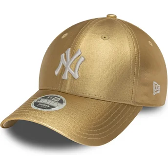 Cappellino curvo dorato regolabile da donna 9FORTY Metallic New York Yankees MLB di New Era