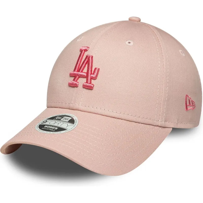 rosa-justerbar-bojd-keps-for-kvinnor-med-rosa-logotyp-9forty-league-essential-los-angeles-dodgers-mlb-fran-new-era