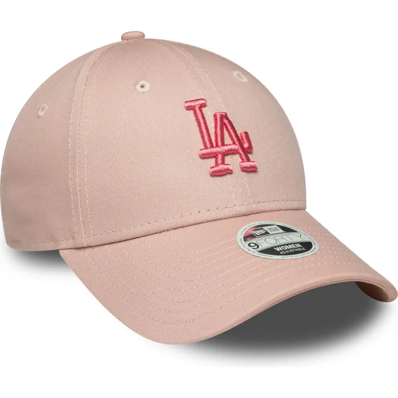 gorra-curva-rosa-ajustable-para-mujer-con-logo-rosa-9forty-league-essential-de-los-angeles-dodgers-mlb-de-new-era