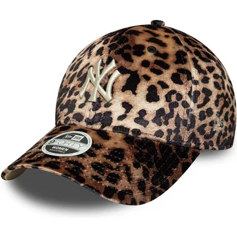 Mützen gebogen leopard verstellbares band 9FORTY Leo Velour der New York Yankees MLB von New Era