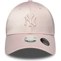 cappellino-curvo-rosa-regolabile-da-donna-con-logo-rosa-9forty-satin-bow-back-dei-new-york-yankees-mlb-di-new-era