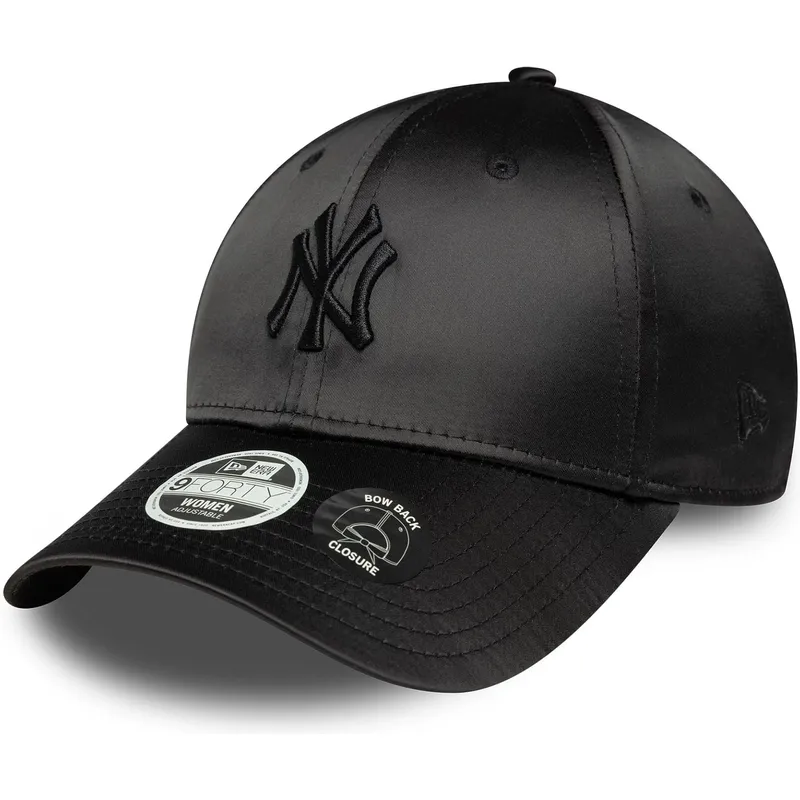 czarna-zakrzywiona-regulowana-czapka-dla-kobiet-z-czarnym-logo-9forty-satin-bow-back-new-york-yankees-mlb-od-new-era