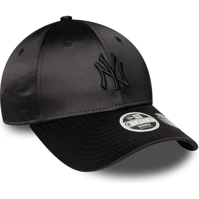 new-era-new-york-yankees-mlb-9forty-satin-bow-back-sort-justerbar-kvindekasket-med-buet-skygge-og-sort-logo