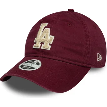 Cappellino curvo granata regolabile da donna con logo beige 9TWENTY Boucle dei Los Angeles Dodgers MLB di New Era