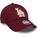 cappellino-curvo-granata-regolabile-da-donna-con-logo-beige-9twenty-boucle-dei-los-angeles-dodgers-mlb-di-new-era