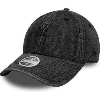 Cappellino curvo nero regolabile da donna 9TWENTY Denim dei New York Yankees MLB di New Era