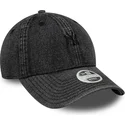 cappello-curvo-nero-regolabile-da-donna-9twenty-denim-dei-new-york-yankees-mlb-di-new-era