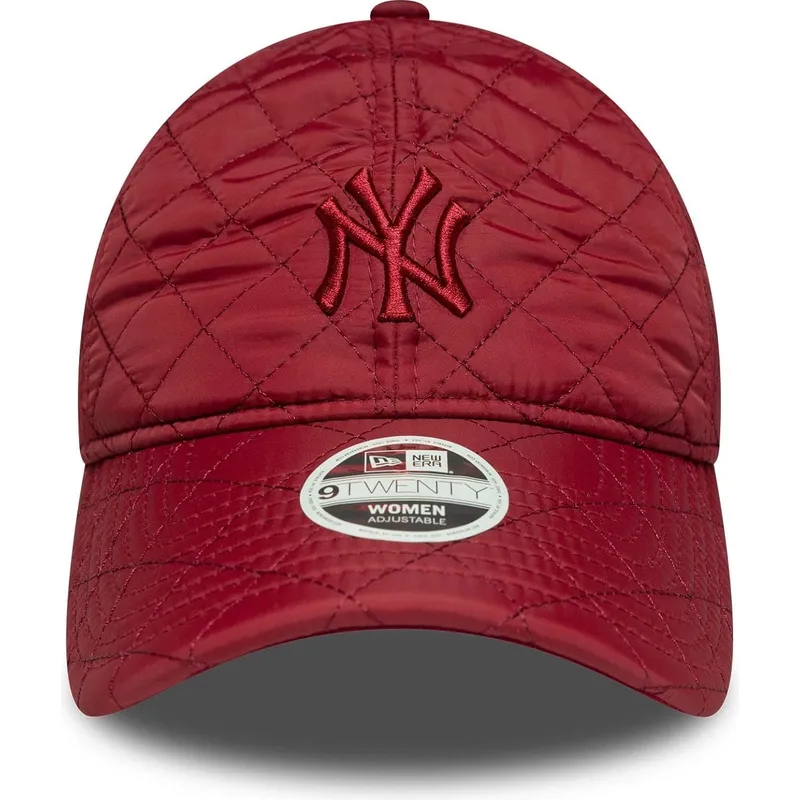 czerwona-regulowana-czapka-z-zakrzywionym-daszkiem-dla-kobiet-z-czerwonym-logo-9twenty-padded-new-york-yankees-mlb-od-new-era