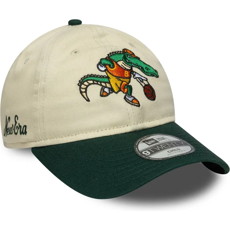 new-era-9twenty-mascot-justerbar-beige-og-gron-buet-kasket-til-drenge