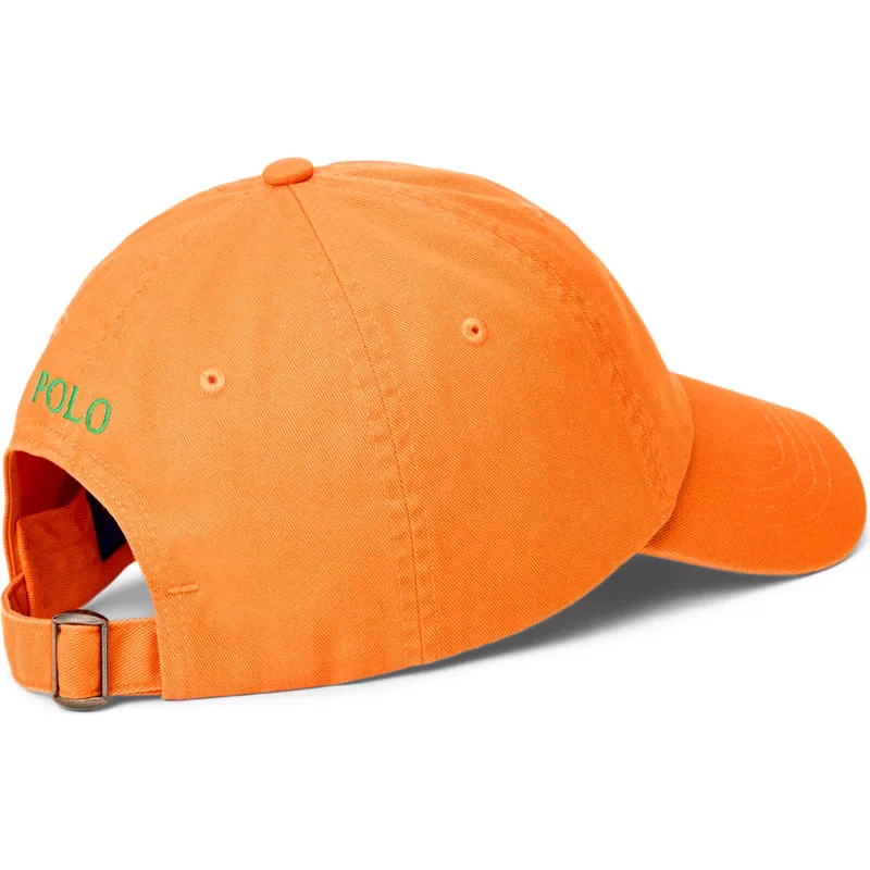 polo-ralph-lauren-cotton-chino-classic-sport-justerbar-orange-buet-kasket-med-gront-logo