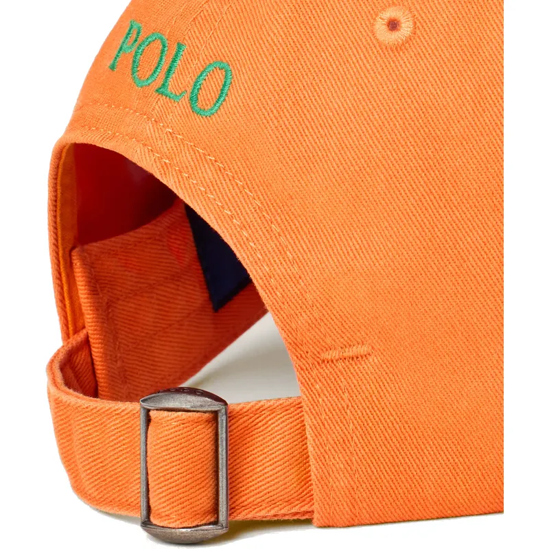 polo-ralph-lauren-cotton-chino-classic-sport-justerbar-orange-buet-kasket-med-gront-logo