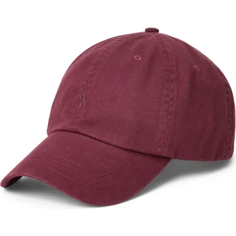 Cappellino curvo regolabile bordeaux con logo bordeaux Cotton Chino Classic Sport di Polo Ralph Lauren