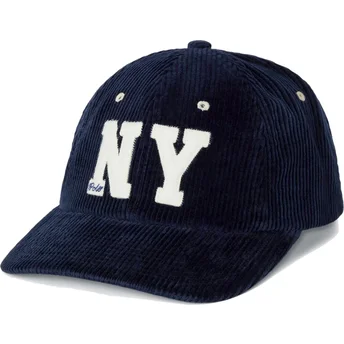 Polo Ralph Lauren Curved Brim NY Patch Authentic Corduroy Navy Blue Adjustable Cap
