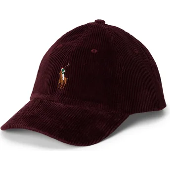 Polo Ralph Lauren Curved Brim Classic Sport Corduroy Maroon Adjustable Cap