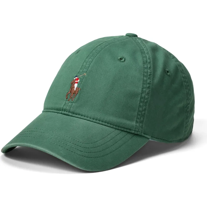 cappello-verde-con-visiera-curva-regolabile-classic-sport-in-cotone-elasticizzato-twill-di-polo-ralph-lauren cappello-verde-con-visiera-curva-regolabile-classic-sport-in-cotone-elasticizzato-twill-di-polo-ralph-lauren