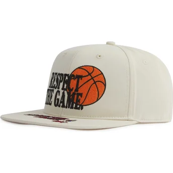 Beige Snapback-Cap mit flachem Schirm und Respect The Game-Slogan von AND1