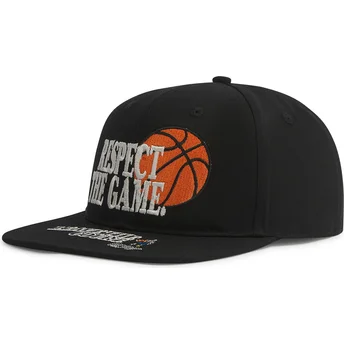 Schwarze Snapback-Kappe mit flachem Schirm und Respect The Game-Slogan von AND1